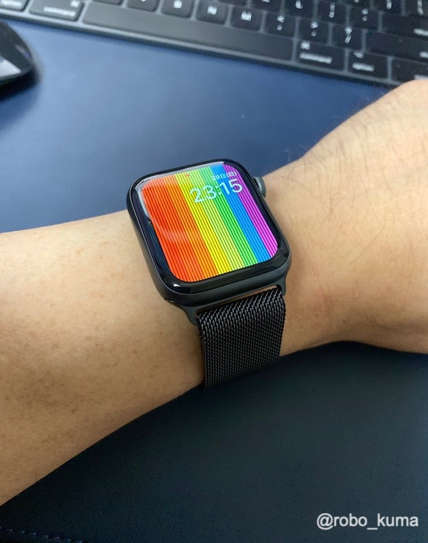 まるでチェーンメイルを装着です(*｀･ω･)ゞ。Apple Watch バンド『44㎜ケース用 スペースブラックミラネーゼループ』購入。レビュー。