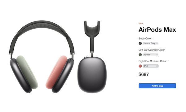 AirPods Maxの本体色とイヤークッションの色を着せ替えて試せるサイトでオリジナルAirPods Maxを楽しもう！見た目だけ。